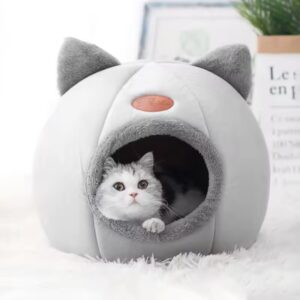 Cama cueva de invierno para gatos “Deep Sleep” – Nido acogedor antideslizante